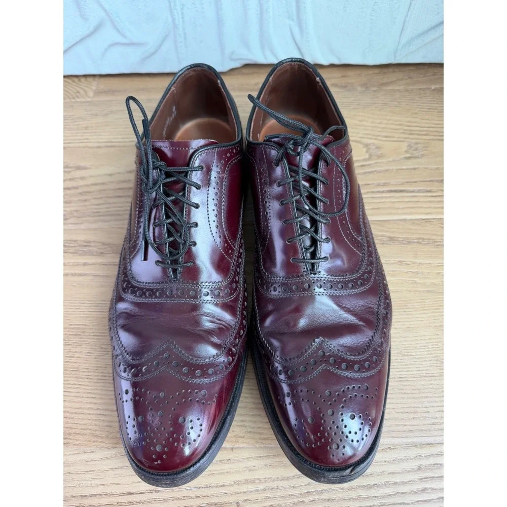 Allen Edmonds McAllister Merlot Oxblood Wingtip Oxford Dress Shoes Sz 10.5 B